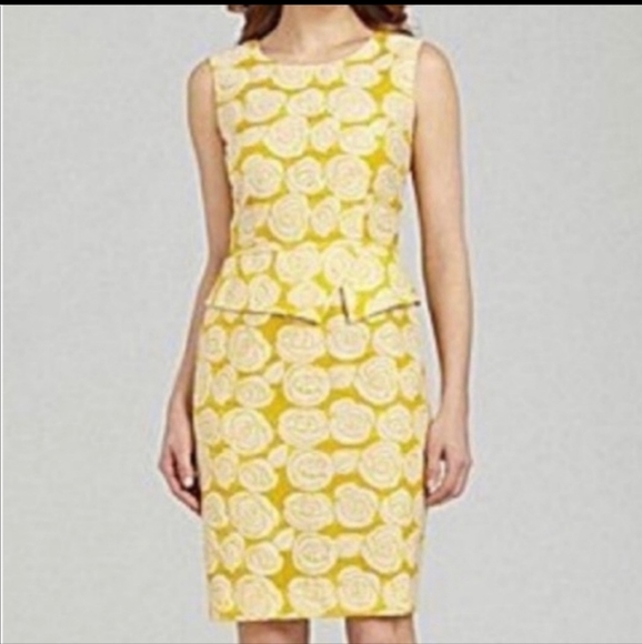 Antonio melani lemon yellow rose print dress. size 8 - Picture 8 of 10